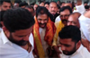 Mangaluru: Congress workers raise pro-Shivakumar slogans while welcoming K C Venugopal at Airport